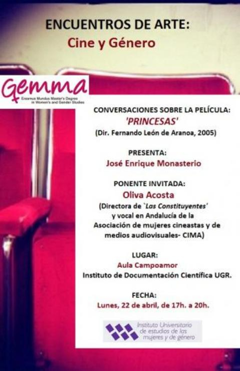 Cartel encuentros de arte en la UGR: Cine y género