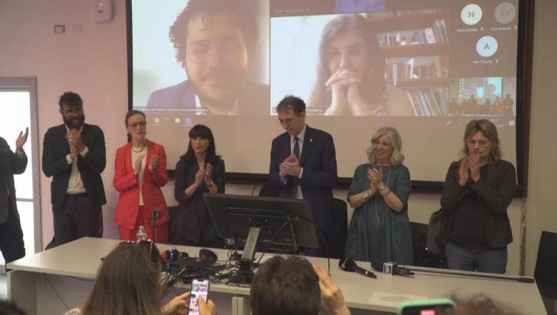 The Evaluation Committee applaud after Patrick Zaki's defence The Evaluation Committee applaud after Patrick Zaki's defence